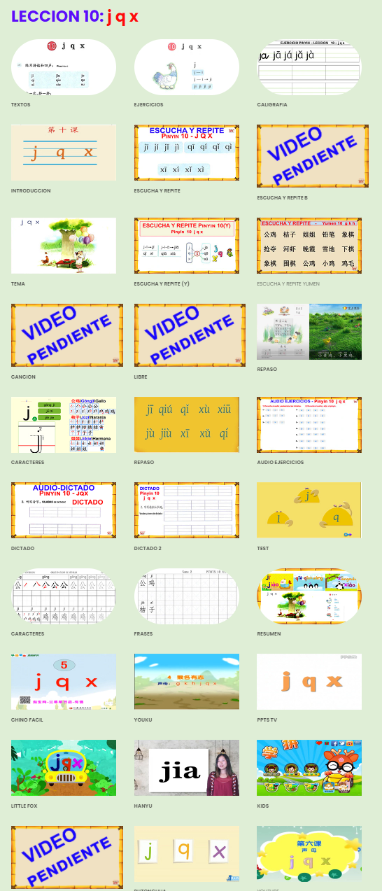 Lección 1 0 de pinyin j q x