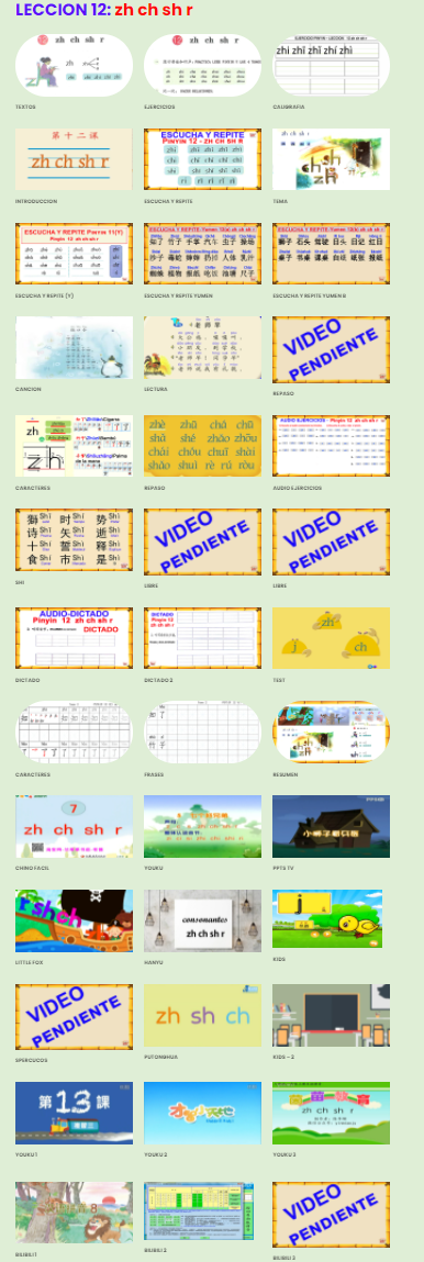 Nueva lección de Pinyin zh sh ch r