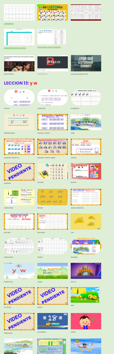 Nueva lección de pinyin 13  y  w